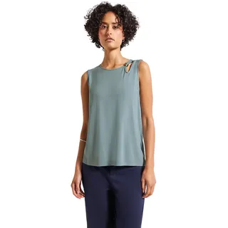 STREET ONE Damen 3227122 Top mit Cut-Out und Detail, Arona Blue, 44