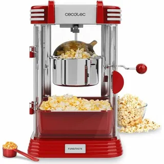 Cecotec Elektrische Popcornmaschine Fun&Taste P'corn Classic. Popcorn-Maschine, 300 W, Retro-Design, 500 ml Edelstahltopf, Herausnehmbare Schale, Innenbeleuchtung, Dosierlöffel