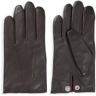 Lederhandschuhe HUGO "Jaan", Herren, Gr. 9.5, schwarz braun 204, Leder, Handschuhe Lederhandschuhe, mit Logo auf dem Knopf