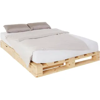 Home Affaire Palettenbett »"ALASCO " BESTSELLER! Mit Schublade«, zertifiziertes Massivholz, erweiterbar zum Doppel- oder Familienbett, beige