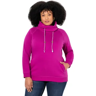 Ulla Popken Damen große Größen Übergrößen Plus Size Sweatshirt, weiter Stehkragen, Taschen, Raglan-Langarm Beere 54+ 713963827-54+