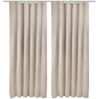 Beautissu Vorhang Amelie BK mit Kräuselband 140x245cm Creme (2tlg) , Textil , 140x245x1 cm , Heimtextilien, Vorhänge, Fertigvorhänge