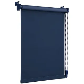 OBdeco Verdunkelungsrollo Thermorollo 50x160cm (Stoffbreite 46 cm) Dunkelblau ohne Bohren mit gleichfarbige Beschichtung Oeko-TEX Standard 100 Sichtschutz Sonnenschutz für Fenster & Tür