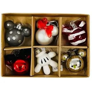 Mickey & Minnie Maus hängende Kugeln, schwarz, 6 Stück, Weihnachtsdekoration, Heimdekoration, Party, Neuheit, langlebig, wiederverwendbar, für drinnen und draußen, lustiges Design, Geschenk