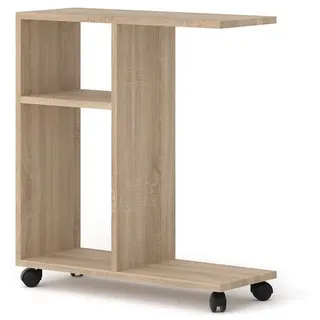 Couchtisch Organizer TRASCO 1 auf Rollen 60 cm Laptop-Tisch Nachttisch Console Sofatisch Regal Sonoma-Eiche - Braun, Beige