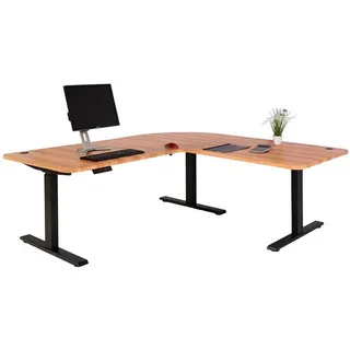 Eck-Schreibtisch HWC-D40, Computertisch elektrisch höhenverstellbar 178x178cm 84kg MVG Eiche-Nachbildung, schwarz - Braun