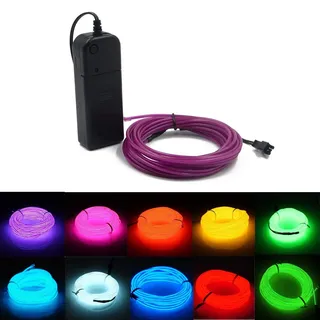 Kmruazre El Wire Flexible Neonlicht Elektrolumineszenzlicht mit Akku, Verwendet für Party, Halloween Dekoration (3m/9ft,Lila)