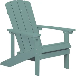 BELIANI Gartenstuhl Türkis Kunstholz breite Armlehnen Muskoka Adirondack Stil Terrasse Outdoor - Blau