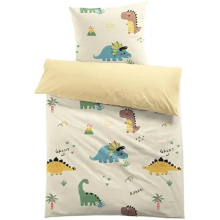 MUSOLEI Dinosaurier Bettwäsche 135x200cm Jungen Kinder 3D-Druck Cartoon Dino Bettwäsche Kinderbettwäsche Mikrofaser-Polyester Bettbezug 135x200 mit 1 Kissenbezug 80x80cm
