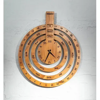 Holz Wanduhr im Vintage Stil mit antikem Finish und Pendel - Braun