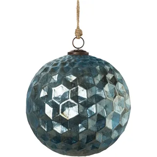 Weihnachtsbaumkugel CREATIV DECO "Weihnachtsdeko, Christbaumschmuck, Christbaumkugeln Glas", blau, H:20cm Ø:20cm, Glas, Weihnachtsbaumkugeln, Weihnachtsbaumkugel, gemusterte Oberfläche
