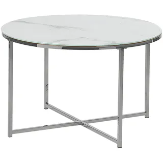 Beliani Couchtisch Weiß/Silber Rund 45 x 70 x 70 cm