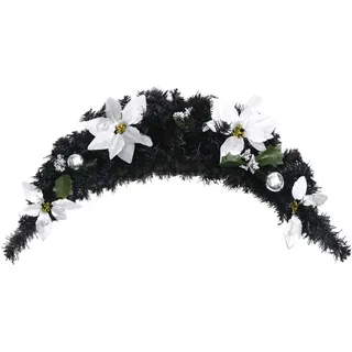The Living Store Weihnachts-Türbogen mit LED-Lichtern Schwarz 90 cm PVC