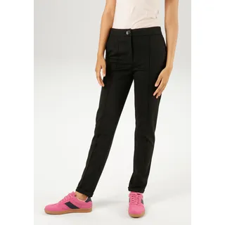 Jerseyhose ANISTON CASUAL, Damen, Gr. 42, N-Gr, schwarz, Jersey, Obermaterial: 63% Polyester, 32% Viskose, 5% Elasthan, unifarben, figurumspielend lang, Hosen Jerseyhose, mit Biesen verziert, Topseller