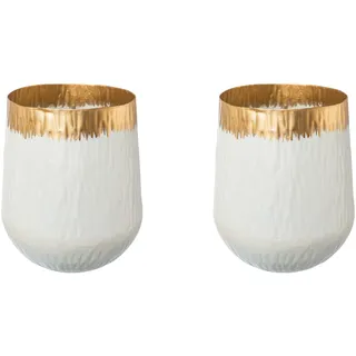 Creativ deco Tischvase »AGNES«, (2 St.), mit schickem Gold Detail, weiß