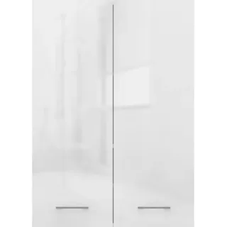 Hängen Waschmaschine Regal Bagnoli M: H: 90 cm, B: 64 cm, T: 30 cm, Badezimmer Möbel, Schrank für die Waschmaschine Hochschrank, Bad Möbel, Badschrank, Badezimmer Hochschrank, Weiß/Weiß Glanz - Weiß