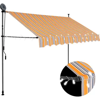 Einziehbare Markise Handbetrieben mit LED 250 cm Gelb und Blau