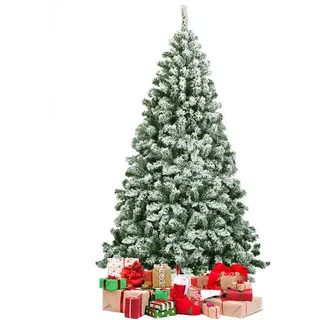 Fantask 135cm Künstlicher Weihnachtsbaum mit Schnee, Christbaum 400 Spitzen PVC mit Metallständer, Tannenbaum Klappsystem für Zuhause Büro Geschäfte
