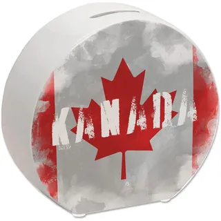 Spardose mit Kanada-Flagge im Used Look - Sparschwein für Urlauber eine schöne Sparbüchse mit der kanadischen Nationalflagge verziert um auf die Reise nach Kanada zu sparen