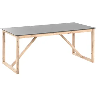 Beliani Gartentisch 180/90 cm Beton Grau Notteri , Hellbraun , Stein , Rechteckig , 90x75x180 cm , Esszimmer, Esstische