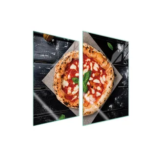 Herdabdeckplatten 2 teilig 35x52 Glaskeramikkochfeld Abdeckung Glas Schneidebrett Pizza Holz
