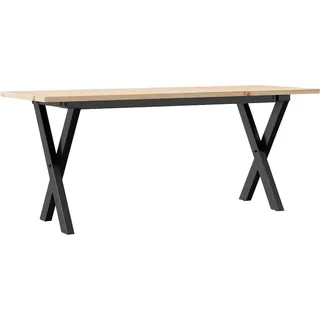 vidaXL Couchtisch X-Gestell 110x40x45 cm Massivholz Kiefer & Stahl - Braun