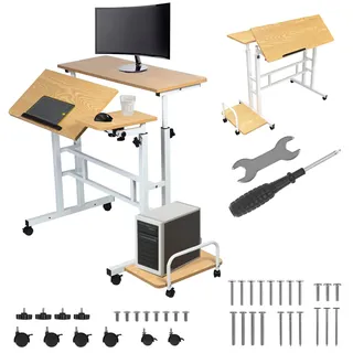 Maclean Brackets Mobiler Laptop-Tisch Maclean weiß Platte 80x60cm 50kg max Höhenverstellung 67-115cm MC-124 W | Weiß