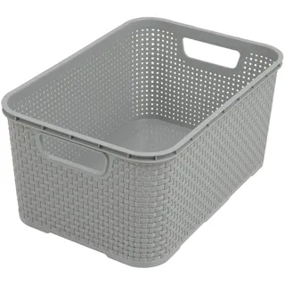 branq home essential Korb universell multifunktional Rattan Design 28,5 x 19,5 x 12,9 cm Hellgrau