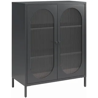 MID.YOU Highboard Luna,Schwarz, Metall, 3 Fächer, 80x102x40 cm, Wohnzimmer, Kommoden & Sideboards, Highboards