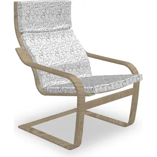 ABAKUHAUS Katze Poäng Sessel Polster, Fauler Pelz Feline Haustiere, Sitzkissen mit Stuhlkissen mit Hakenschlaufe und Reißverschluss, Schwarz-Weiss - Schwarz