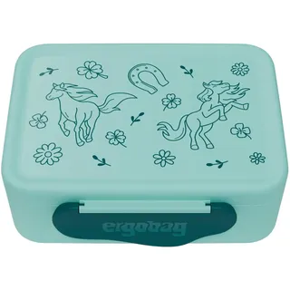 ergobag Brotdose Pferde - Mint | mit Trennfach, spülmaschinenfest für eine praktische und unkomplizierte Nutzung im Alltag