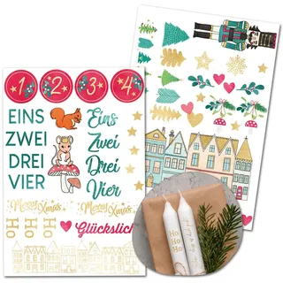 moses. Kerzen-Tattoos Winterwunder, 40 weihnachtliche Tattoos mit festlicher Goldfolien-Veredlung, Kerzentattoos für Weihnachten. Made in Germany