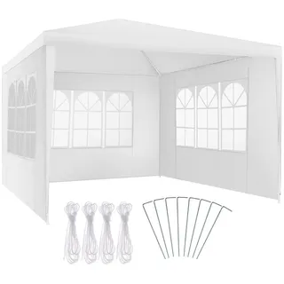 tectake Pavillon Barinas, wasserdicht, weiß , Weiß , Kunststoff , Quadratisch , 300x250x300 cm , Sonnenschutz, Pavillons