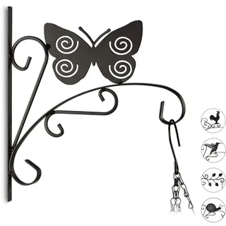 Relaxdays Blumenhaken mit Schmetterling 30 x 27,5 x 2 cm Schwarz