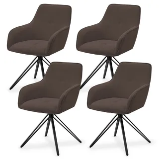 Drehstuhl Clyde Cord Braun 4 Stk.