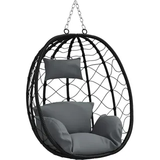 Hängendes Ei-Stuhl Anthrazit 91,5 x 54,5 x 107 cm Poly-Rattan - Grau