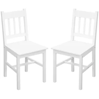 Homcom Esszimmerstühle, Kiefernholz, Weiß , Holz , 46.5x85.5x41 cm , Esszimmer, Stühle