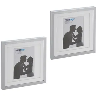 Relaxdays Bilderrahmen modern Silber 25x35 cm 2er Set