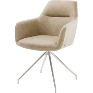 DeLife Polsterstuhl Pejo-Flex Kreuzgestell konisch Edelstahl Mikrofaser Beige Vintage Taschenfederkern,