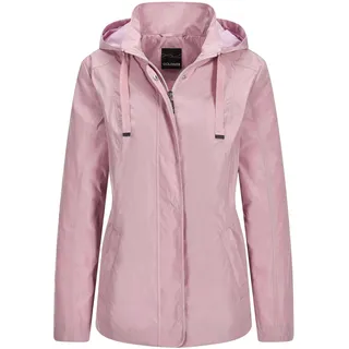 Kurzjacke GOLDNER "Outdoor-Jacke mit Kapuze", Damen, Gr. 38, rosé, Obermaterial: 100% Polyester PES., gerade, Jacken Kurzjacke, Ziersteppungen an Schulter und verdeckter Leiste