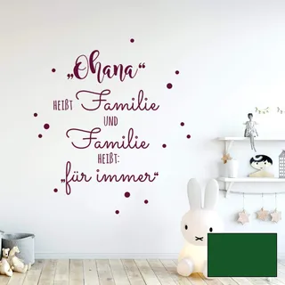 Wandtattoo Aufkleber Spruch "Ohana heißt Familie" Wanddeko Wandgestaltung M2234 - ausgewählte Farbe: *dunkelgrün* ausgewählte Größe: *XL - 81cm hoch x 64cm breit*