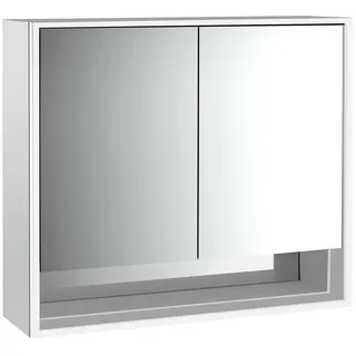 emco loft Lichtspiegelschrank mit Unterfach, 800mm, 2 Türen, Aufputzmodell, aluminium/spiegel, 979805206, Ausführung: 2 Türen