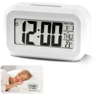 NeutypeChic Wecker Digital,LCD Reisewecker mit Temperatur Schlummerfunktion,Temperaturanzeige,Timer-Funktion,Batteriebetrieben für Schlafzimmer Home Office Reisen