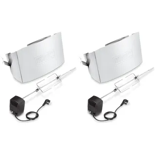 Weber Rottiserie - Drehspiess (Länge 80cm) für alle Q300-3000-3200 Modelle, mit elektrischem Motor undt Zwei Gabeln zum Befestigen des Grillguts optimal für Hähnchen oder Braten - Silber (17524)