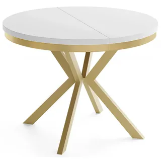 WFL GROUP Ausziehtisch Ø 90 cm weiß