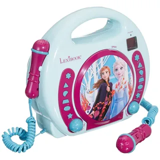 Lexibook Die Eiskönigin, Anna und Elsa CD-Player mit 2 Spielzeug-Mikrophonen, Kopfhöreranschluss, Batteriebetrieben, Blau / Weiß, RCDK100FZ