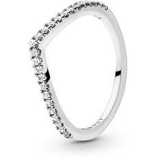 Bild Funkelnder Wishbone Ring aus Sterling-Silber mit Cubic Zirkonia, Gr. 50, 196316CZ-50