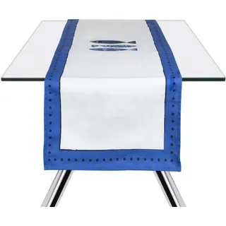 Excelsa Tischläufer Ocean 45 x 140 cm Weiß/Blau