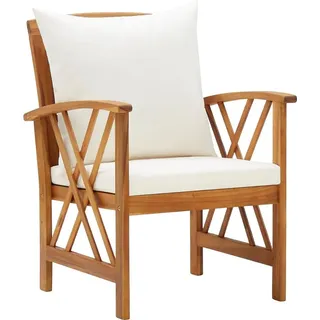 vidaXL Gartenstühle mit Kissen 2 Stk. Akazie Massivholz - Beige, Weiß