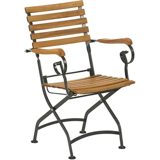 Dehner Klappsessel Tegernsee, ca. 88 x 57 x 56 cm, aus FSC® - zertifiziertem Akazienholz / Stahl, natur / schwarz